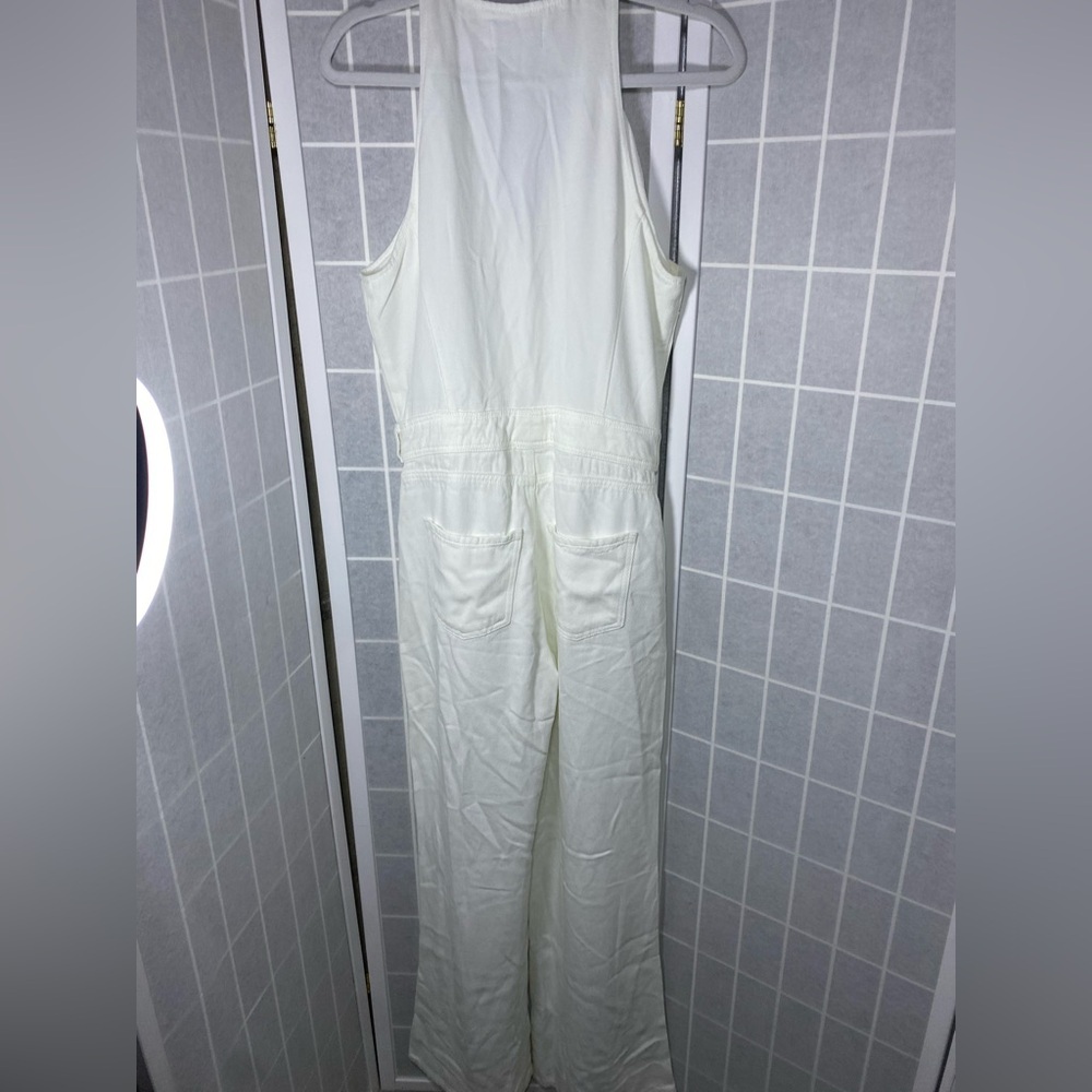 7 For All Mankind White Wide Leg Taloired Sleeveless Jumpsuit - Picture 7 of 9